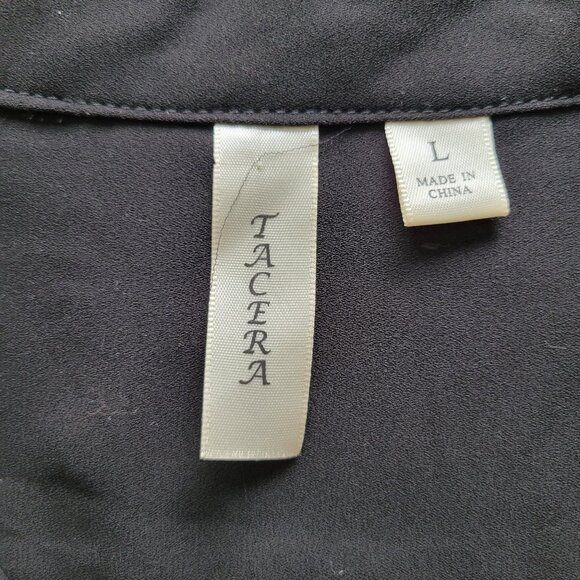 Black Ruffle Blouse with neck tassel detailing - Size L - Picture 9 of 9